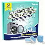 Washing Machine Cleaner Tablets and Deodorizer: 24 Pack Laundry Machine Tub Descaler Cleaner, Deep Cleaning Household Pods for HE Front Loader Top Load Washer, Septic-Safe Eco-Friendly - 1 Year Supply