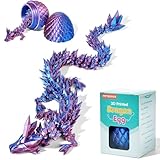 PETBSNVB 12' 3D Printed Dragon in Easter Eggs, Basket Stuffers, Crystal Surprise, Articulated Fidget Toy, Home Office Decor Executive Desk Toy (Laser Purple)