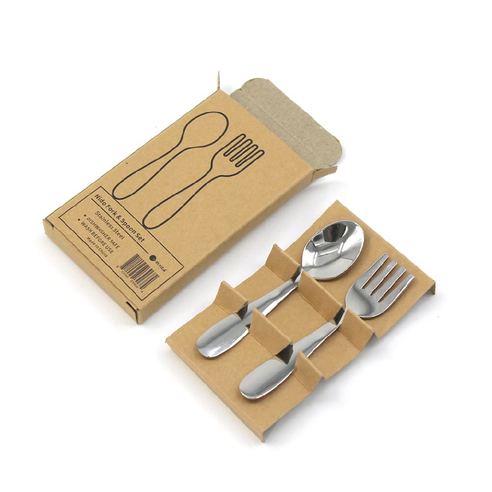Montessori Nido Stainless Steel Flatware for Baby Toddler Fork and Spoon Set