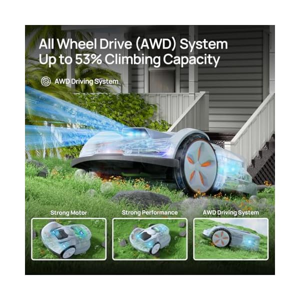 Sunseeker x7 wireless robot lawn mower 075 acre 32000sq ft with smart app control vision ai system rtk path planning adaptive floating cut height up to 4 for medium to large yards  urban country home decor