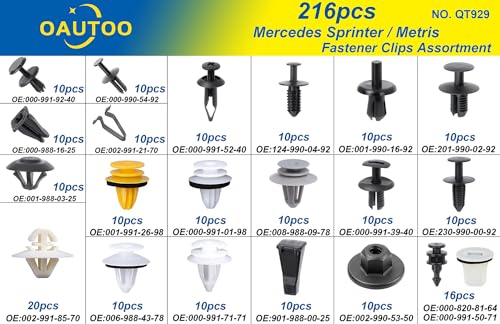Clips para paneles de Mercedes Sprinter: kit de 216 retenedores para mantenimiento total 2