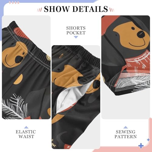 Dachshund and Snowflake Boys Long Pants Soft Trousers Elastic Waist Kids Lounge Bottoms with Pockets S-XL4