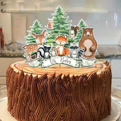 12Pcs Woodland Cake Topper, Woodland Animals Baby Shower Decorations, Woodland Toppers Forest Animal Baby Shower Decorations Boy Girl Party Supplies by ZVAOLEE - Image 5