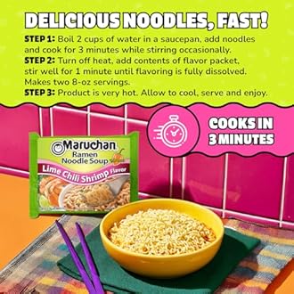 Maruchan Ramen Lime Chili Shrimp Flavor, 3.0 Oz, Pack of 24
