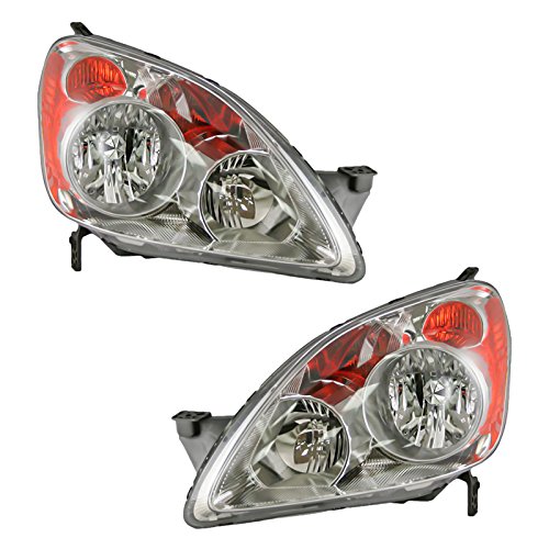 Image of TRQ Headlight Assembly Set HO2518112 HO2519113 Compatible with 2005-2006 Honda CR-V