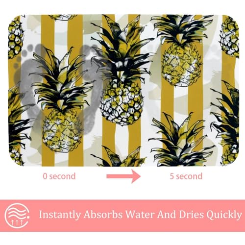 Tapis de bain ananas jaune 50x80 cm absorbant et lavable - 3