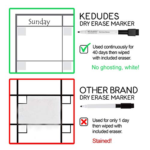 USA Made Magnetic Dry Erase Calendar for Refrigerator with 6 Markers & Magnetic Shopping List – Kitchen Fridge Calendar White Board, Schedule Planner Wall Set - Thumbnail 2