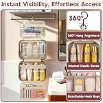 Sac de toilette de voyage pour les femmes – Organisateur de suspension étanche avec des compartiments multiples, convient aux articles de toilette et de maquillage de taille complète, Compact & Portable, essentiels de voyage (Moyen, rose)