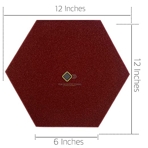 Image of YGM Acoustic Foams Professional Hexagon Acoustic Foam Panels, Absorption Panel, 12 X 12 X 1 inch High Density Edge Wall Tiles for Acoustic Treatment (Coffee Brown, Set of 10)