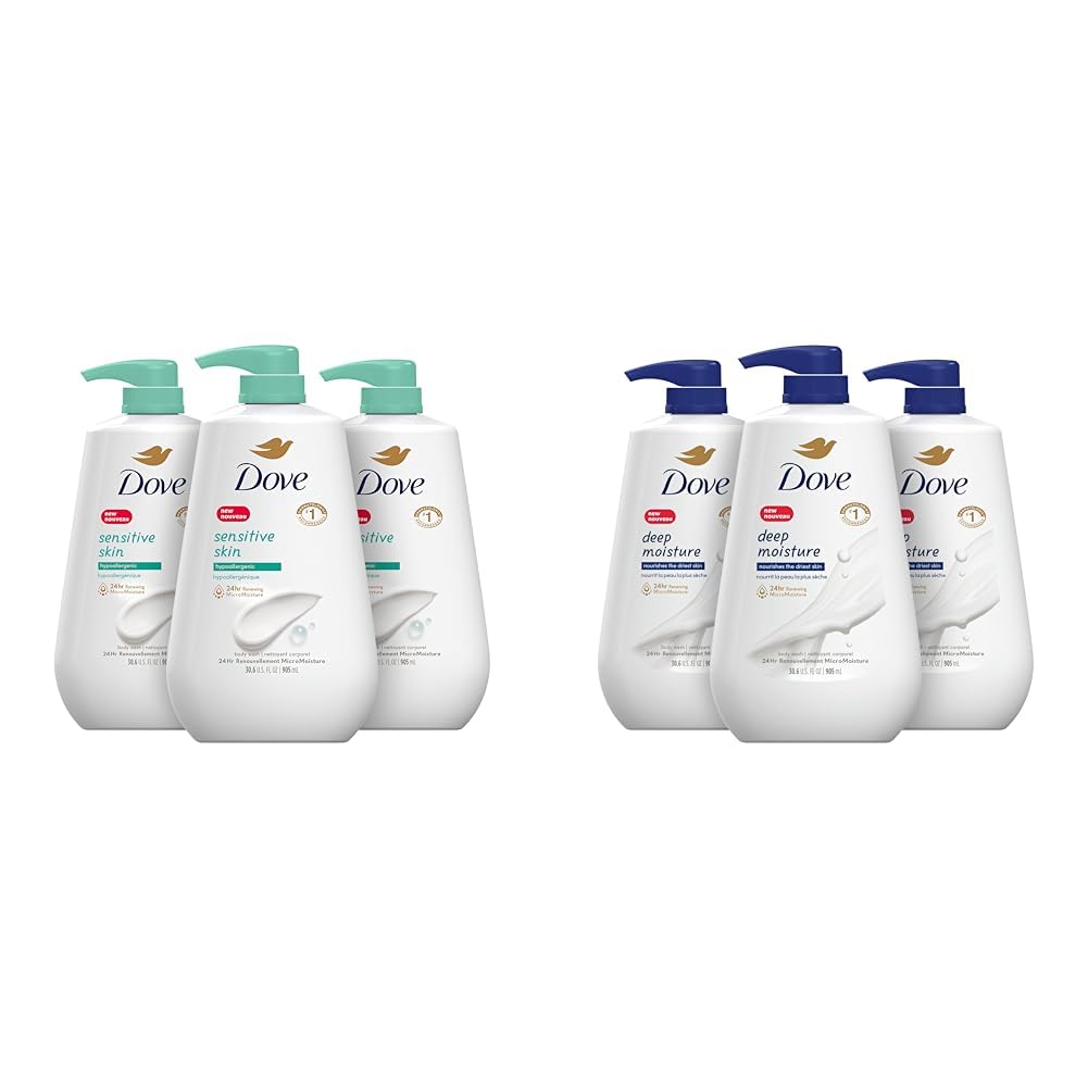 Dove Sensitive Skin Body Wash Hypoallergenic and Paraben-Free 30 6 fl oz Pack of 3 Body Wash with