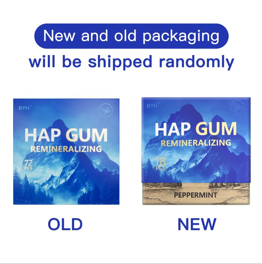 BYH Remineralizing Gum with Nano Hydroxyapatite & Xylitol – Sugar Free Gum for Tooth Remineralization, Cavity Protection & Receding Gums, Natural Peppermint Chewing Gum – Fresh Mint-72 Pieces (4 Boxes) (Four boxes, Peppermint) - Image 2