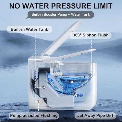 Image of Luxury Smart Bidet Toilet with Tank, Foam Shield, Dual Auto Flush /Lid&Seat, Foot Sensor, UV-C light, Compact Electric One Piece Toilet for Small Bathroom with Siphon Dual Flush 0.8 /1.2 GPF