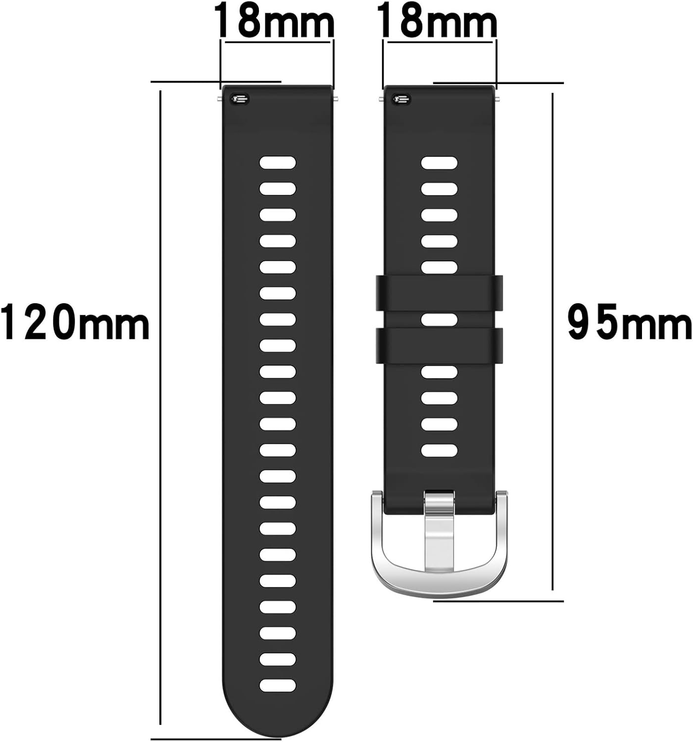 Compatible with Garmin Forerunner 265S Replacement Band, 18mm Replacement Silicone Wrist Strap Bracelet Band, Soft And Durable(Black) image 5