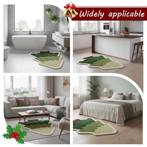 BDKMMS Fußmatte Weihnachten, Rutschfester Weihnachtsbaum Lebkuchenmann Badematte, Weihnachtsdekorationsmatte für Badezimmer, Küche, Wohnzimmer, Eingangsbereich