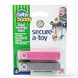 Baby Buddy Secure-A-Toy, Safety Strap Secures Toys, Teether, or Pacifiers to Strollers, Highchairs, Car Seats, Adjustable Length to Keep Toys Sanitary Clean, Registry Must Haves, Pink-Gray, 2 Count