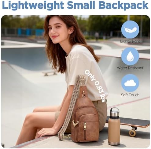 Fiiuos Anti Theft Crossbody Bags for Women RFID Sling Bag, Vegan Leather Cross Body Travel Purse for Work & Daily Use, Hands-Free Casual Daypack for Women Men Mocha Brown — view 4