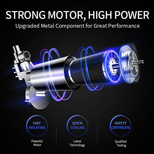 VacLife Air Compressor Tire Inflator, DC 12V Air Pump for Car Tires, Bicycles and Other Inflatables, Auto Portable Air Compressor for Car Tires with LED Light & 11.5 Feet Long Power Cord,Blue - Thumbnail 3