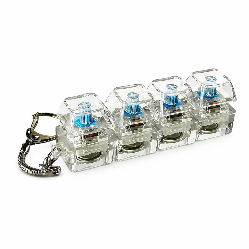 Transparent Mechanical Keychain Clicker Toy – Stress Relief Fidget Keychain, Portable EDC Anxiety Relief Button Toy for Adults & Kids, Durable Compact Pocket Gadget (Clear, Pack of 1)