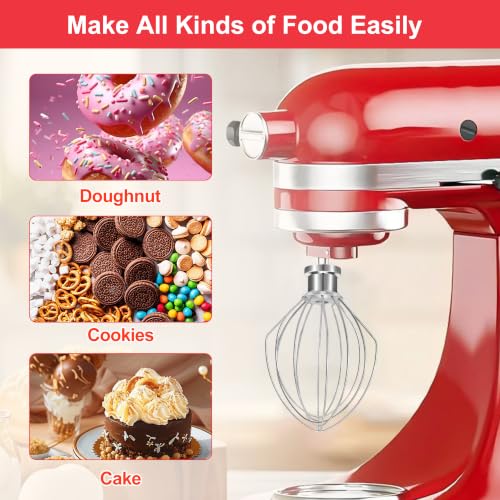 Image of 18 /8 Stainless Steel 6 Wire Whip for KitchenAid 5 Qt Bowl-Lift Stand Mixer, Dishwasher Safe Whisk Attachment, Heavy Duty Replacement Fits K4, K5, K5A, K5SS, KSM5, KP50, KG25