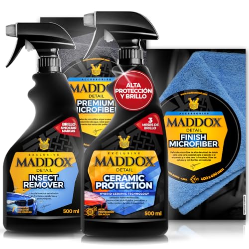 Maddox Detail - Elimina Insectos al Instante y Protege con Tratamiento Cerámico | Incluye Bayetas de Microfibra Premium | Kit Profesional de Limpieza Exterior para Coche