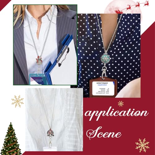 SUNNYCLUE 1 Box 8 Styles Christmas Snap Buttons Badge Holder Breakaway Snowflake Tree Snowman Replaceable Button Fashion Necklace ID Lanyard Making Kit for DIY Holiday Crafts Name Tag Badges Women