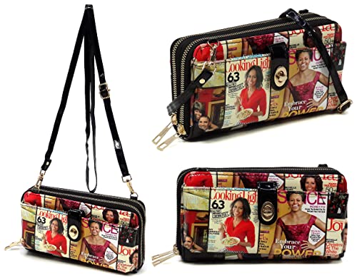 Michelle Obama Magazine Cover Collage Cell Phone Purse Wallet Smartphone Crossbody Wallet Travel Multifunction Phone Case2
