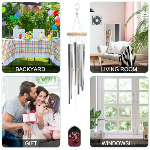 Campanilla de viento de dados rojos de aluminio para decoración de jardín exterior 5