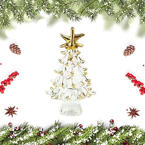 RECHCIGA Mini Crystal Christmas Tree Desktop Christmas Tree Decoration Glass Tabletop Christmas Tree Statue Hanging and Placed for Crystal Christmas Tree Ornaments Holiday Home Decor Gift 6.1*3.8cm