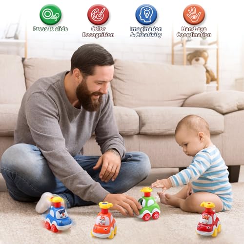 AmyBenton Baby Toy Cars for 1 2 Year Olds, 4PCS Press & Go Toy Car, Gifts for Baby Boys 1 2 Years Old - Image 5
