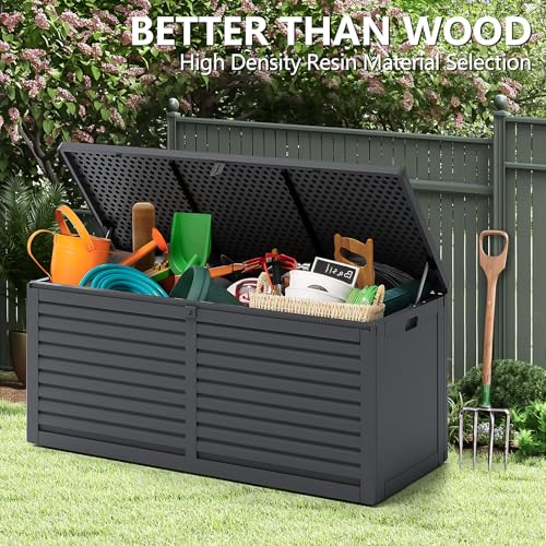 YOFE 130 Gallon Storage Deck Box,Waterproof Storage Cabinet, UV Resistant Lockable Plastic Storage Bench for Patio Cushions,Garden Tools