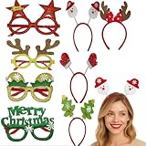 OIXEYA 8pz Cerchietti Natale Per Adulti e Bambini, Occhiali di Natalizi Montatura Cerchietti Natalizi, per Feste di Natale Decorazioni
