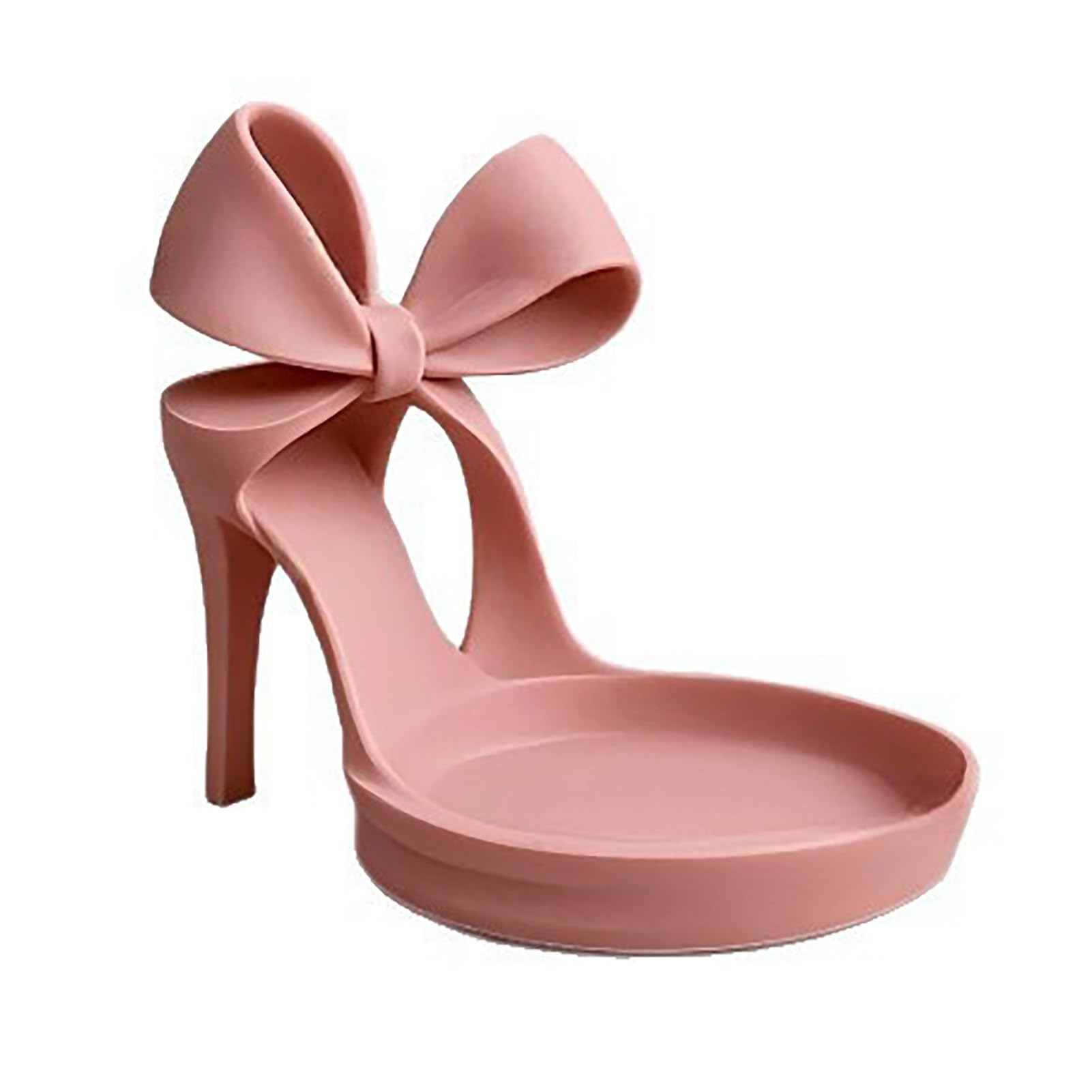 Glifora High Heels Jewelry Tray - Pink Shoe Shaped Trinket Dish for Rings, Earrings and Necklaces, Decorative Bowknot Desk and Vanity Organiser for Women