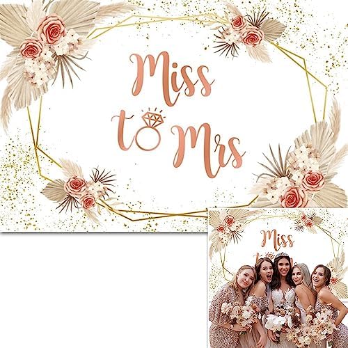 Amazon.com: 8x6ft Vinyl Miss to Mrs Backdrop Boho Chic Pink Flowers ...