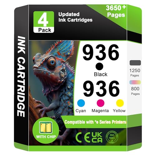 Image of 936 Ink Cartridge Use for OfficeJet 9122e OfficeJet Pro 9110b 9125e 9128e 9130b 9135e OfficeJet Pro Wide Format 9730e Printers (4 Pack)