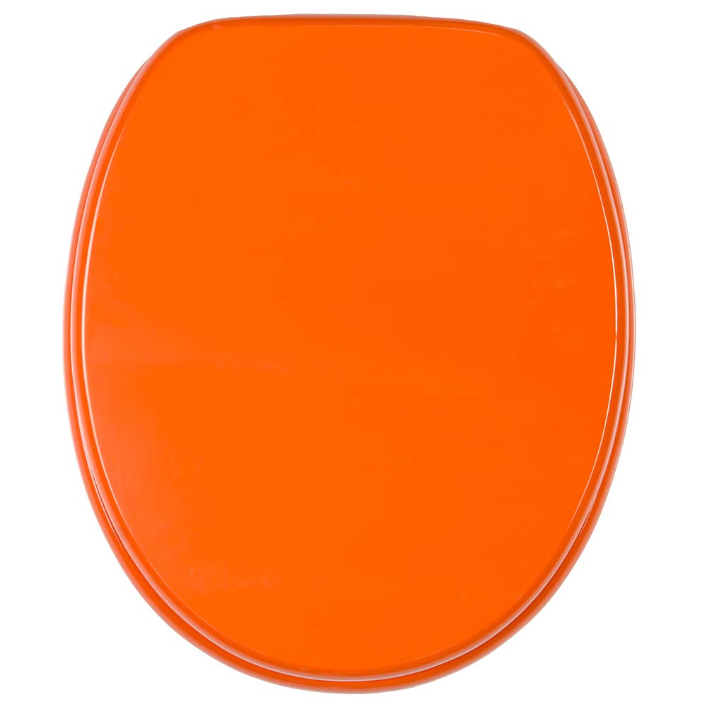 Sanilo Tapa de inodoro, asiento de inodoro con montaje sencillo, Bisagras estables, naranja