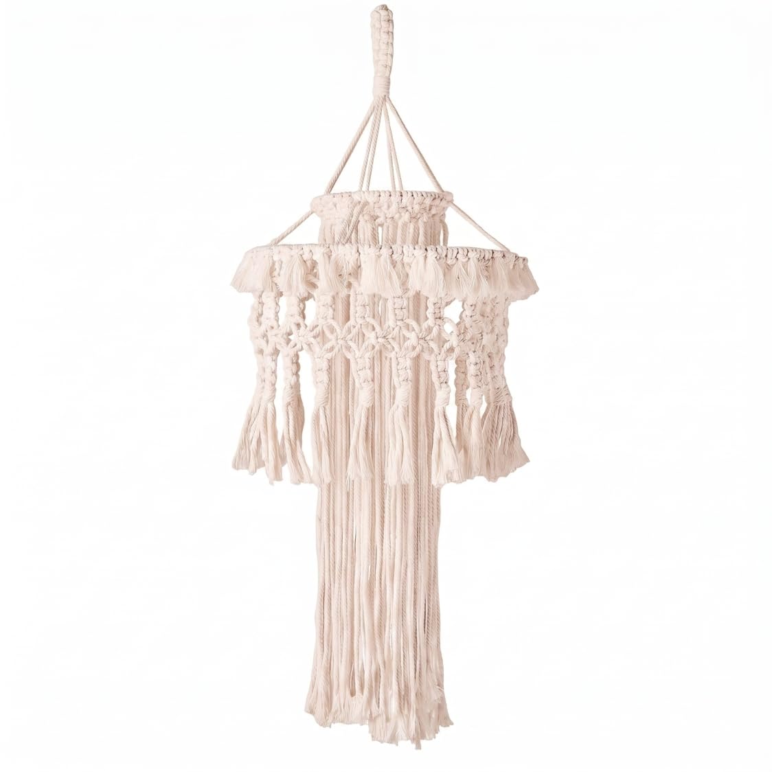 Wilafury Boho Lamp Shade, Macrame Lampshade, Handwoven Hanging Light Cover Bohemian Tapestry Chic Tassel Pendant Light Shade for Room Decor, Style 2