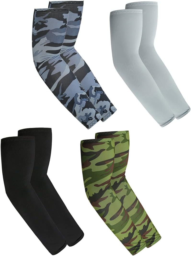 Paratoland 4 Pairs UV Sun Protection Arm Sleeves Cover for Men and Women