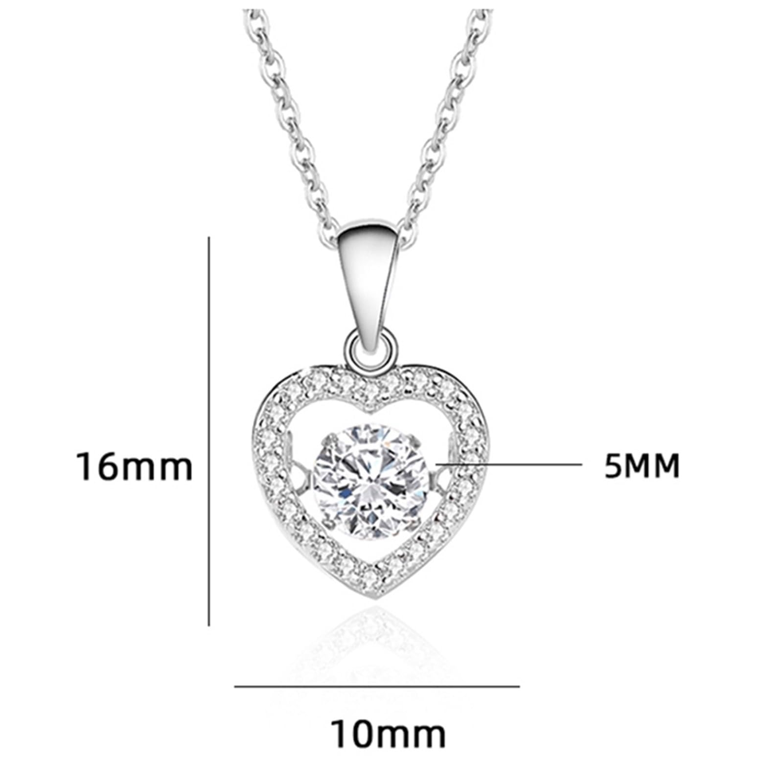 Collar de declaración para mujer con moissanita, collar con colgante de corazón para mujer, ajuste flotante de corazón dorado