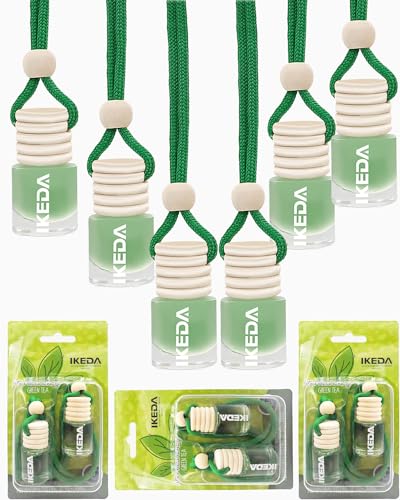 Image of ikeda fragrance Car Air Freshener 4ml Car Scents | 6pcs 45-Days Keep Fragrance | Automotive Hanging Diffuser Bottles | Remove Auto Odor Long-Lasting Fresh Air for Home Deodorize (Tea, 6pcs)