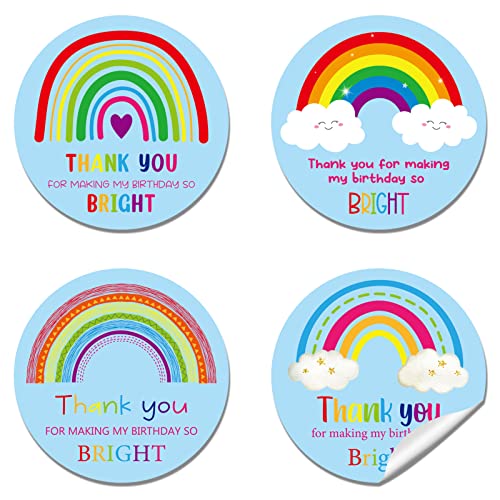 360 Pcs Rainbow Thank You Labels Stickers 2 Inches Blue Self Adhesive Round Birthday Stickers Gift Stickers For Goodie Bags Envelope Seals School Wedding Baby Shower Envelope #TOP9