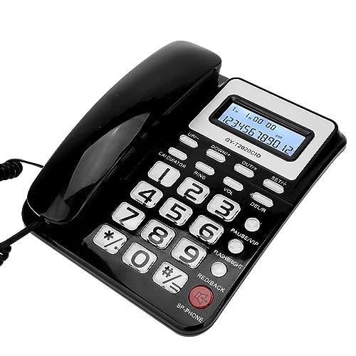 Téléphone Bureau à Domicile Filaire Noir Écran Identification Appel