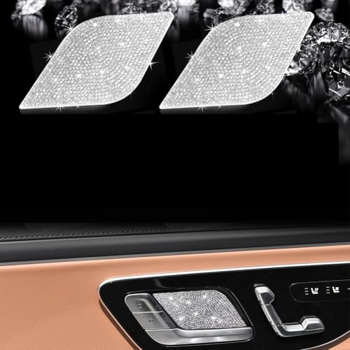 2pcs Bling Car Inner Door Bowl Crystal Accessories Compatible with Mercedes Benz 22-26 C C300 E S Class GLC CLE EQE/EQS 2022-2026 Bling Rhinestone Sticker Shiny Accessories Decorate