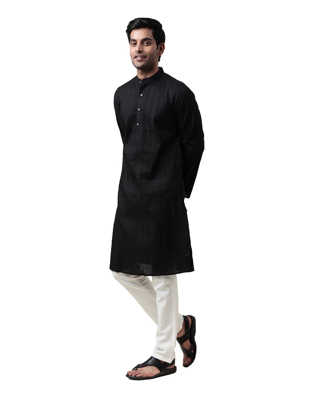 fabindia Men's Cotton Slim Fit Kurta with Pintucks-picture-40