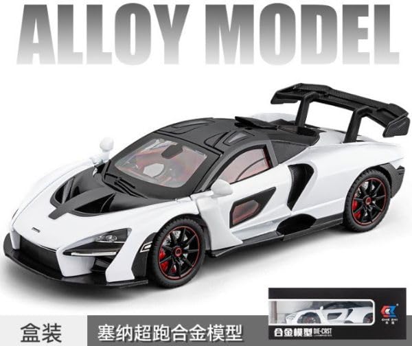 Image of Invite Enterprise Compatible for 1:24 Mclaren Senna Toy Car Model, Diecast Collectible Pull Back Model Car with Sound and Light, Toy Gift Vehicles for Adults Kids Boys Girls【White】