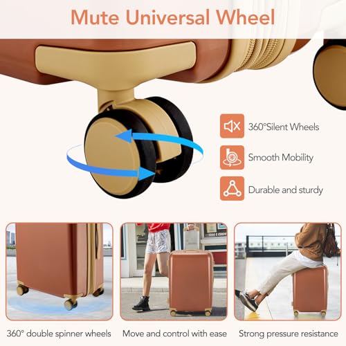 Hardshell PC Luggage Sets 3 Piece Spinner 8 wheels Suitcase with TSA Lock Lightweight 20''24''28''3