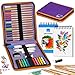 COLOUR BLOCK Drawing Travel Art Set - 40 PC, complete with 16 Drawing Colored Pencils Set, 12 Soft Pastels Set, 2 Sketching Pencils, Drawing Pad, and Assorted Tools in a Canvas Zippered Carry Case