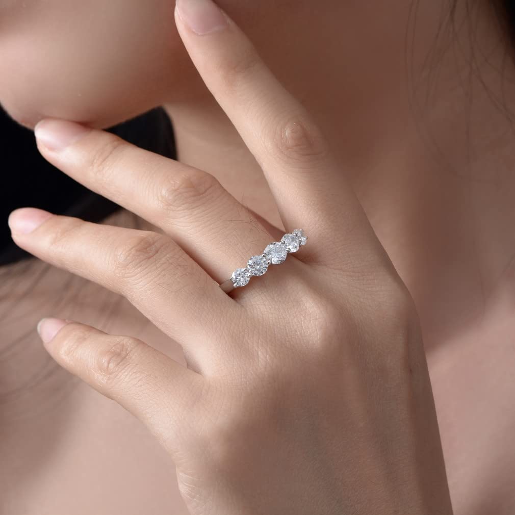 925 Sterling Splitter 1 Karat rund 5 mm Kohlenstoff-Diamant-Ringe für Frauen funkelnder Schmuck Verlobungsgeschenk