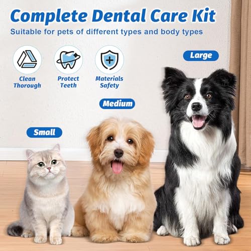 Soodyoow Hundezahnbürste, 10 Stück Zahnbürste für Hunde, 2 Stück Dreifach Köpfe Hundezahnbürsten, 4 Fingerzahnbürste, 4 Doppelköpfige Dog Toothbrush, 360º Pets Zähne Reinigung Zahnbürste