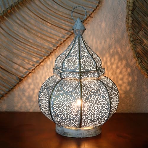 Casa Moro | Lanterna Orientale in metallo Alima bianco 30cm | Bellissima Lanterna da tavolo per il matrimonio e regalo di Natale | LN2050