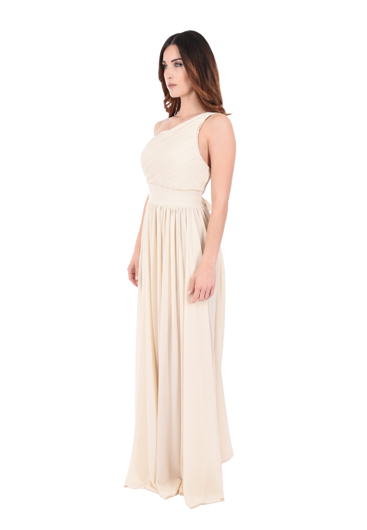 Ciabalù Abito Donna Elegante Impero Monospalla Vestito Lungo Made in Italy